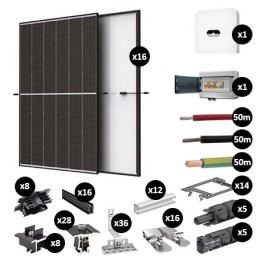 Kit Photovoltaïque 6800W - Toiture en tuile - Pose portrait - Onduleur hybride Huawei - Réf : PV446800M-T-PO