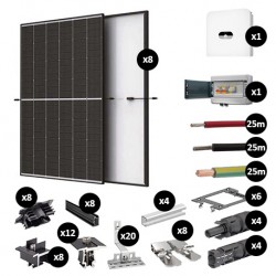 Kit Photovoltaïque 3400W évolutif - Ardoise - Pose portrait - 2 rangées - Onduleur hybride Huawei - Réf : PV443400M-A-PO-2E