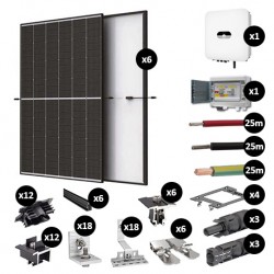 Kit Photovoltaïque 2250W - Toiture en tuile - Pose paysage - Onduleur hybride Huawei - Réf : PV442550M-T-PA