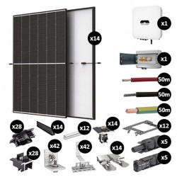Kit Photovoltaïque 5950W - Toiture en tuile plate - Pose paysage - Onduleur hybride Huawei - Réf : PV445950M-TP-PA