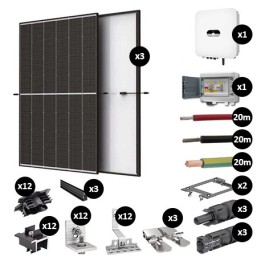 Kit Photovoltaïque 1275W - Toiture en ardoise - Pose paysage - Onduleur hybride Huawei - Réf : PV441275M-A-PA