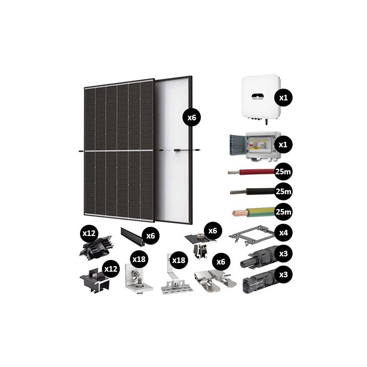Kit Photovoltaïque 2550W - Toiture en ardoise - Pose paysage - Onduleur hybride Huawei - Réf : PV442550M-A-PA