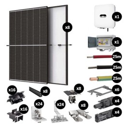 Kit Photovoltaïque 3400W - Toiture en ardoise - Pose paysage - 2 rangées - Onduleur hybride Huawei - Réf : PV443400M-A-PA-2