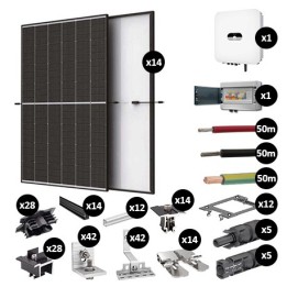 Kit Photovoltaïque 5950W - Toiture en ardoise - Pose paysage - Onduleur hybride Huawei - Réf : PV445950M-A-PA