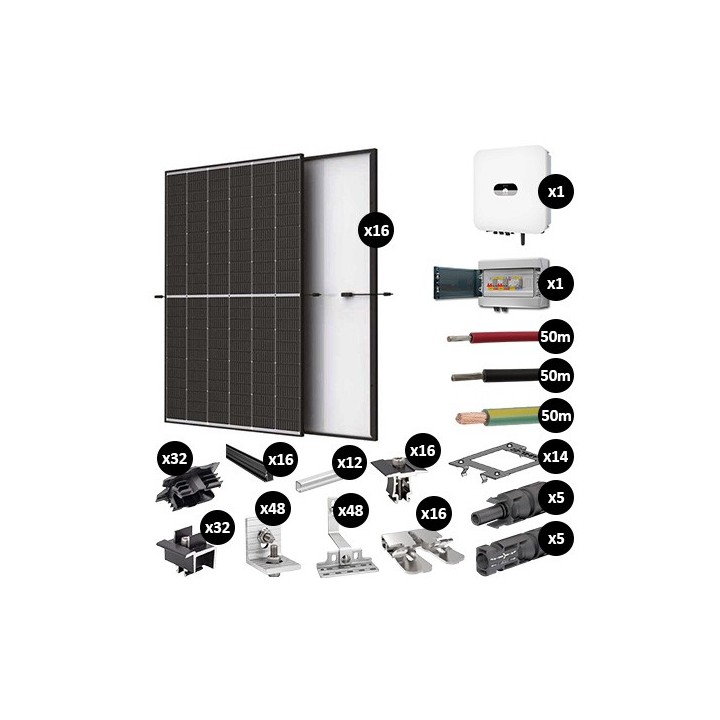Kit Photovoltaïque 6800W - Toiture en ardoise - Pose paysage - Onduleur hybride Huawei - Réf : PV446800M-A-PA