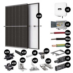 Kit Photovoltaïque 4250W - Toiture en tuile - Pose paysage - Onduleur Hybride Huawei - Réf : PV444250M-T-PA