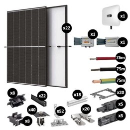Kit Photovoltaïque 9350W - Toiture en tuile - Pose portrait - Onduleur hybride Huawei - Réf : PV449350T-T-PO