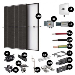 Kit Photovoltaïque 4250W - Toiture en fibrociment - Pose portrait - Onduleur hybride Huawei - Réf : PV444250T-F-PO