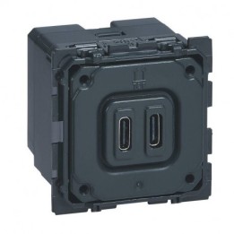 Legrand Céliane - Chargeur double USB Type C - 3A - 15W - Réf : 067466