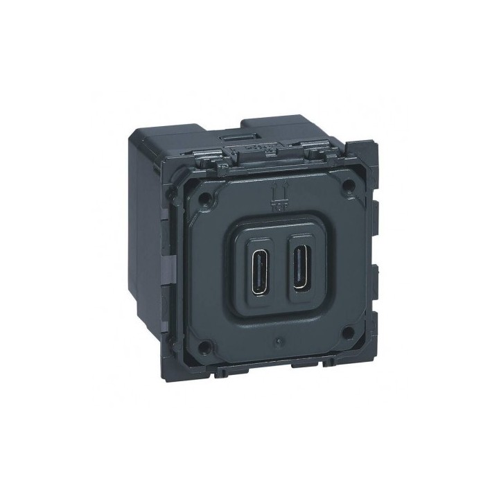 Legrand Céliane - Chargeur double USB Type C - 3A - 15W - Réf : 067466