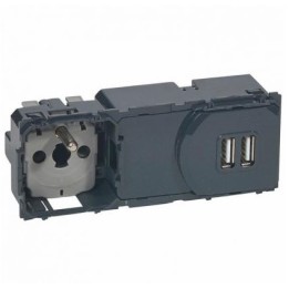Legrand Céliane - Prise de Courant + Prise double USB Type A - 3A - Précâblées - Réf : 067106