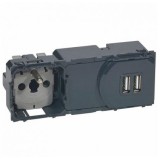 Legrand Céliane - Prise de Courant + Prise double USB Type A - 3A - Précâblées - Réf : 067106