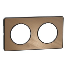Schneider - Odace Touch - Plaque bronze brossé avec liseré anthracite 2 postes horiz./vert. 71mm - Réf : S540804L