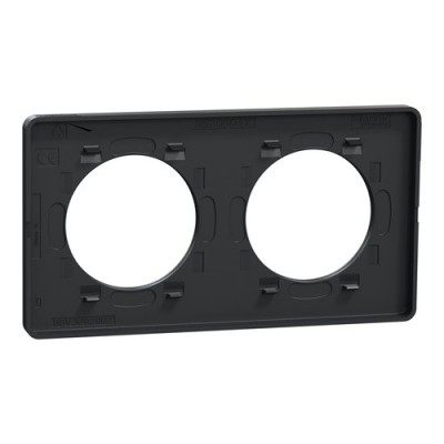 Schneider - Odace Touch - Plaque bronze brossé avec liseré anthracite - 2 postes horiz./vert. 71mm - Réf : S540804L