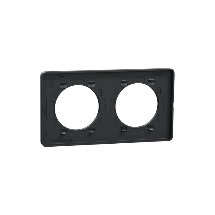 Schneider - Odace Touch - Plaque bronze brossé avec liseré anthracite - 2 postes horiz./vert. 71mm - Réf : S540804L