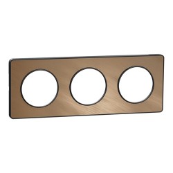 Schneider - Odace Touch - Plaque Bronze brossé avec liseré anthracite - 3 postes horiz./vert. 71mm - Réf : S540806L