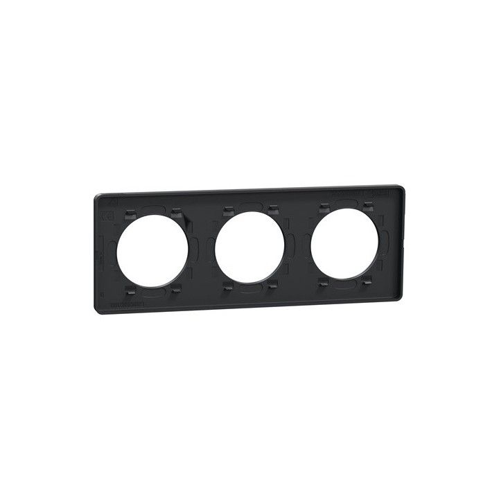 Schneider - Odace Touch - Plaque Bronze brossé avec liseré anthracite - 3 postes horiz./vert. 71mm - Réf : S540806L