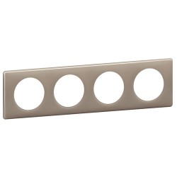 Legrand - Plaque Céliane - Laqué - 4 postes - finition Galet - Réf : 066614
