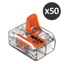 Wago - 50 Mini-bornes d'installation universelles - 2 conducteurs - Section 0,5 à 0,6 mm²