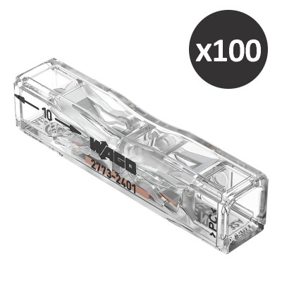Wago - 100 Bornes de passages à leviers - 2 conducteurs - 4mm² max - Réf : 2773-2401(100)