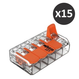 Wago - 15 Bornes de raccordement COMPACT pour tous types de conducteurs max. 6 mm² - Réf : 221-615