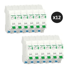 Schneider - Resi9 XE - Lot de 12 disjoncteurs modulaires - 1P+N - 16A - courbe C - embrochable - Réf : R9EFC616(12)