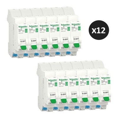 Schneider - Resi9 XE - Lot de 12 disjoncteurs modulaires - 1P+N - 20A - courbe C - embrochable - Réf : R9EFC620(12)