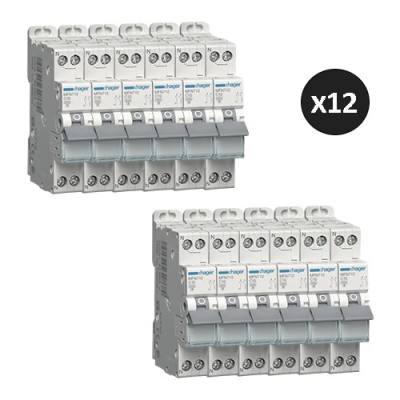 Hager - Lot de 12 disjoncteurs monophasés 1P+N 3kA C 10A à vis - Réf : MFN710(12)