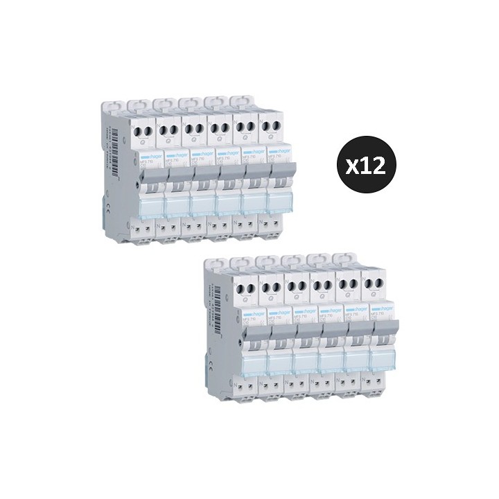 Hager - Lot de 12 disjoncteurs monophasés 1P+N 3kA C 10A  Auto - Réf : MFS710(12)