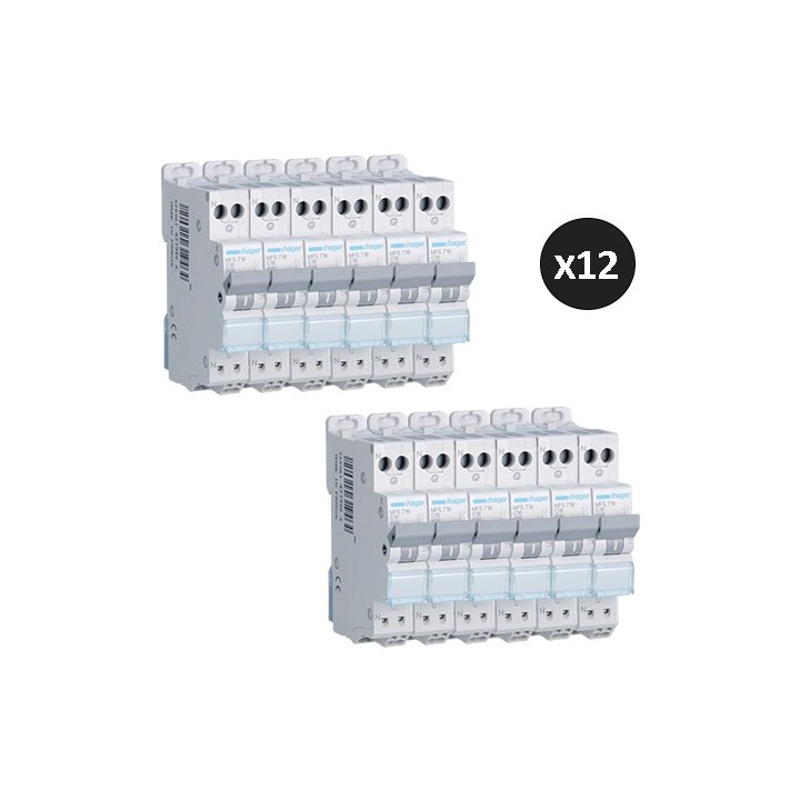 Hager - Lot de 12 disjoncteurs monophasés 1P+N 3kA C 16A Auto - Réf : MFS716(12)