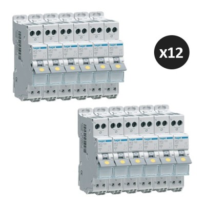 Hager - Lot de 12 disjoncteurs monophasés 1P+N 3kA C 20A Auto - Réf : MFS720(12)