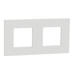 Schneider - Unica Déco - Plaque de finition - Blanc - 2 postes horiz vert - Réf : NU600418