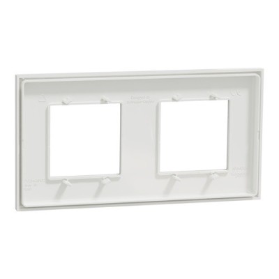 Schneider - Unica Déco - Plaque de finition - Blanc - 2 postes horiz vert - Réf : NU600418