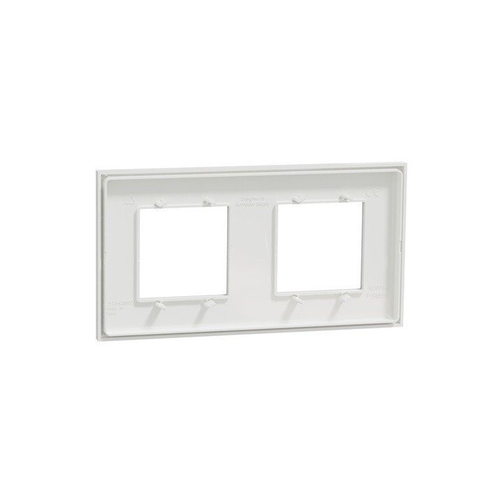 Schneider - Unica Déco - Plaque de finition - Blanc - 2 postes horiz vert - Réf : NU600418