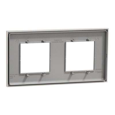 Schneider - Unica Déco - Plaque de finition - Gris pierre - 2 postes horiz vert - Réf : NU600424