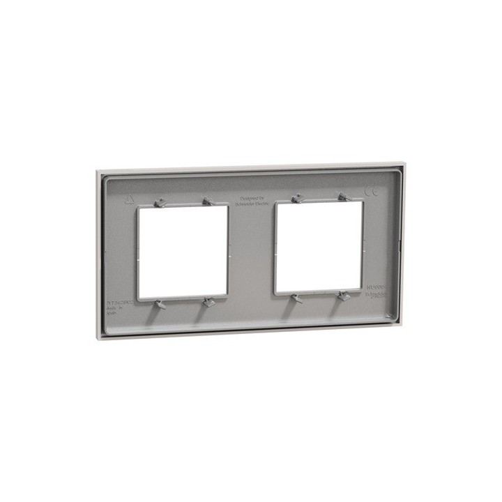 Schneider - Unica Déco - Plaque de finition - Gris pierre - 2 postes horiz vert - Réf : NU600424