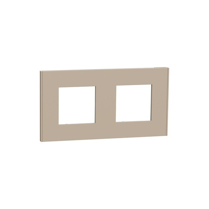 Schneider - Unica Déco - Plaque de finition - Taupe - 2 postes horiz vert - Réf : NU600426