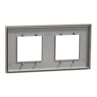 Schneider - Unica Déco - Plaque de finition - Taupe - 2 postes horiz vert - Réf : NU600426