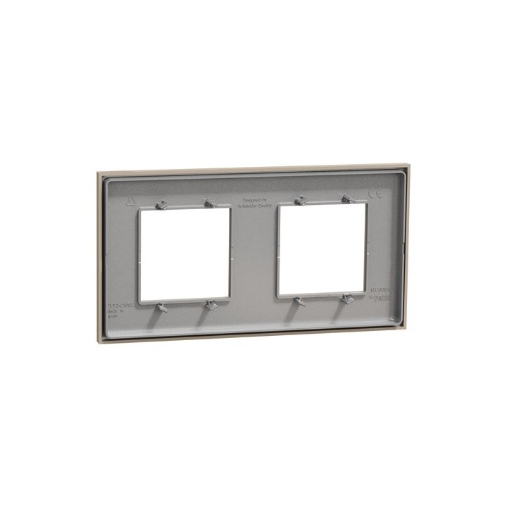 Schneider - Unica Déco - Plaque de finition - Taupe - 2 postes horiz vert - Réf : NU600426