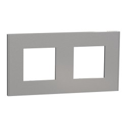 Schneider - Unica Déco - Plaque de finition - Aluminium - 2 postes horiz vert - Réf : NU600430