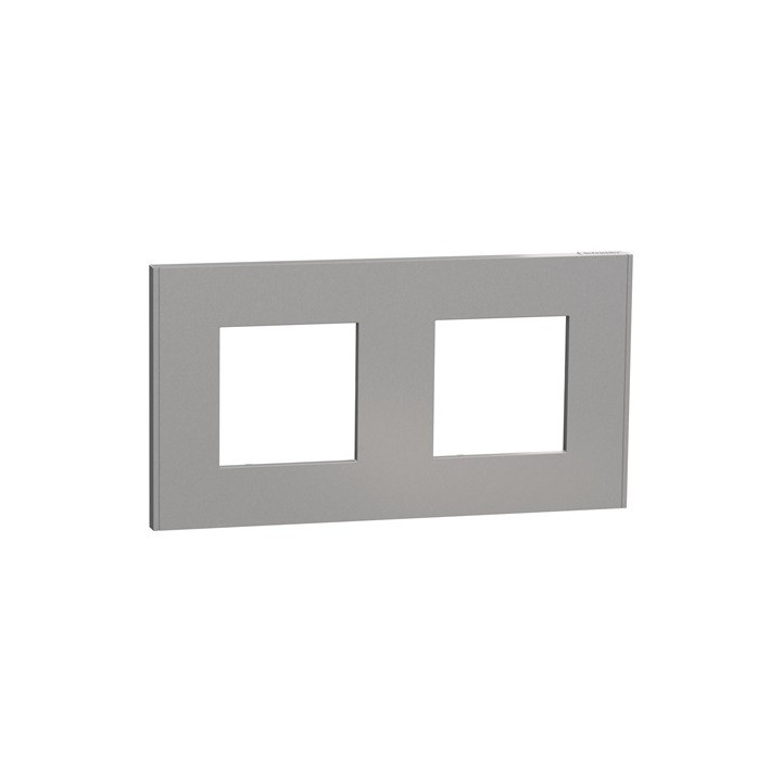 Schneider - Unica Déco - Plaque de finition - Aluminium - 2 postes horiz vert - Réf : NU600430