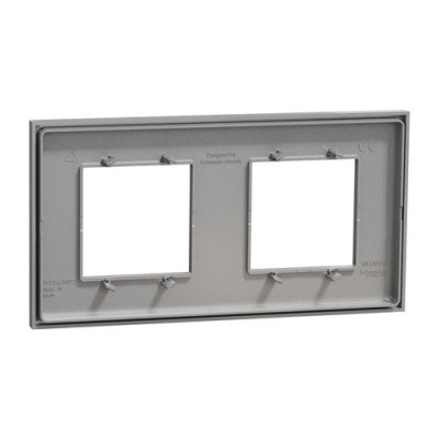 Schneider - Unica Déco - Plaque de finition - Aluminium - 2 postes horiz vert - Réf : NU600430