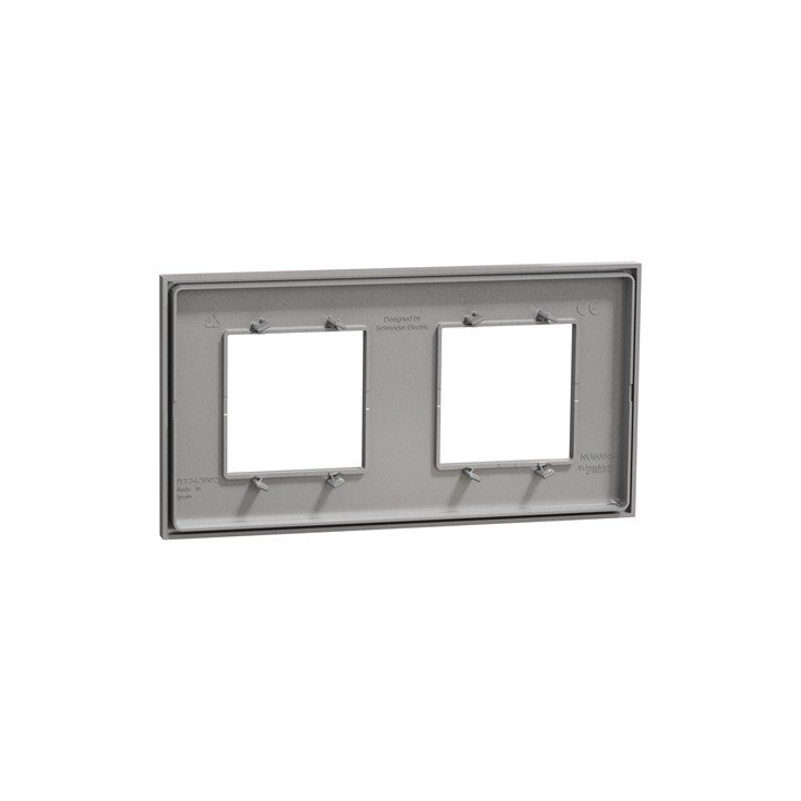 Schneider - Unica Déco - Plaque de finition - Aluminium - 2 postes horiz vert - Réf : NU600430