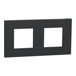 Schneider - Unica Déco - Plaque de finition - Anthracite - 2 postes horiz vert - Réf : NU600454