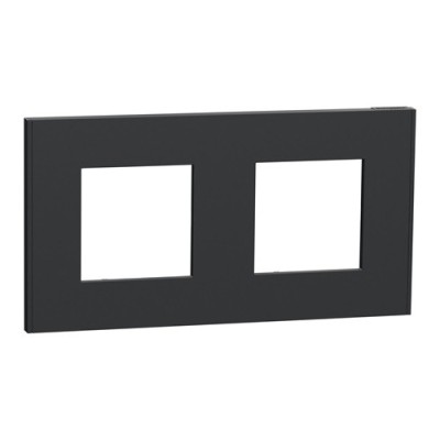 Schneider - Unica Déco - Plaque de finition - Anthracite - 2 postes horiz vert - Réf : NU600454