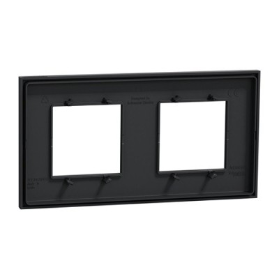 Schneider - Unica Déco - Plaque de finition - Anthracite - 2 postes horiz vert - Réf : NU600454