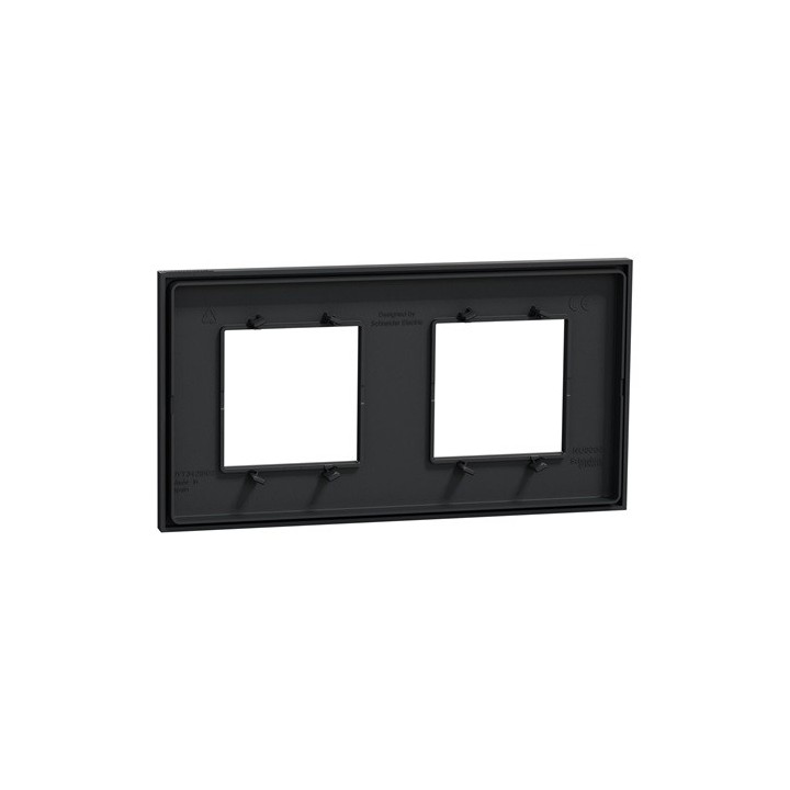 Schneider - Unica Déco - Plaque de finition - Anthracite - 2 postes horiz vert - Réf : NU600454