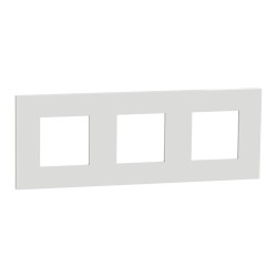 Schneider - Unica Déco - Plaque de finition - Blanc - 3 postes horiz vert - Réf : NU600618