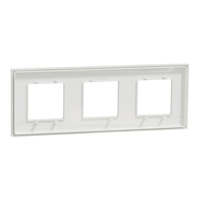 Schneider - Unica Déco - Plaque de finition - Blanc - 3 postes horiz vert - Réf : NU600618