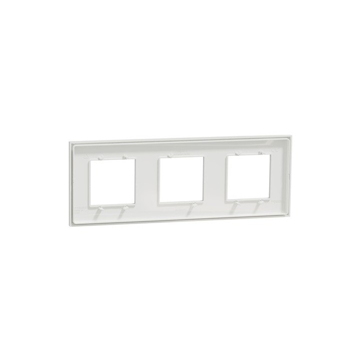 Schneider - Unica Déco - Plaque de finition - Blanc - 3 postes horiz vert - Réf : NU600618